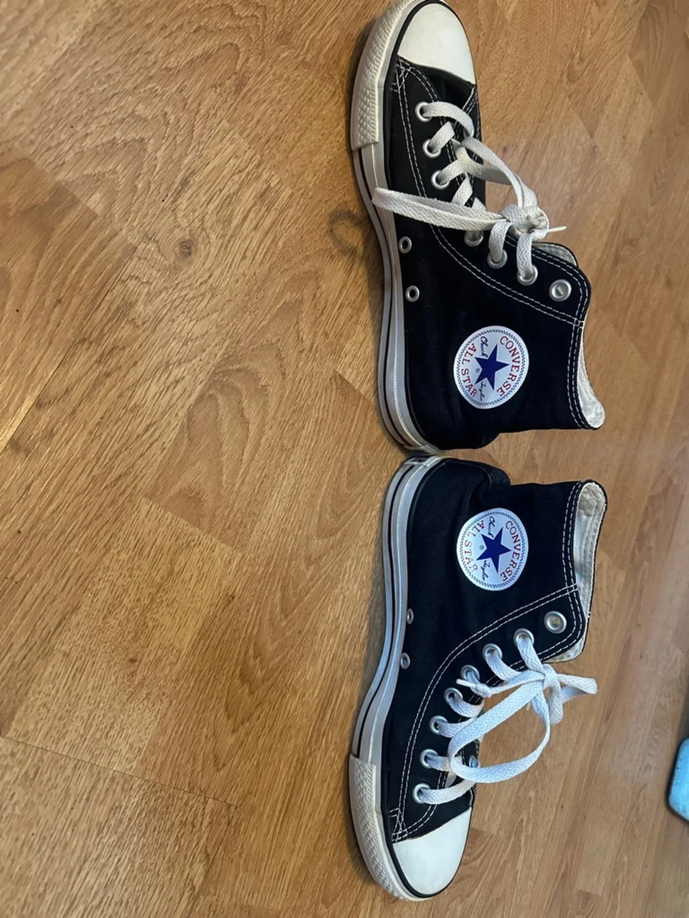 Converse Black High Top Canvas Sneakers with White Trim - Picture 9 of 16